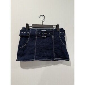 Love Tree Denim Skirt Womens Small Belted Cotton Side Zip Travel Vacation Preppy